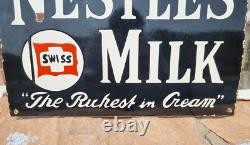 1930's Old Antique Vintage Rare Nestle Milk Embossed Porcelain Enamel Sign Board