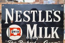 1930's Old Antique Vintage Rare Nestle Milk Embossed Porcelain Enamel Sign Board