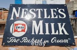 1930's Old Antique Vintage Rare Nestle Milk Embossed Porcelain Enamel Sign Board