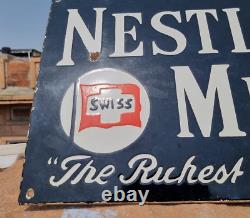 1930's Old Antique Vintage Rare Nestle Milk Embossed Porcelain Enamel Sign Board