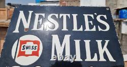 1930's Old Antique Vintage Rare Nestle Milk Embossed Porcelain Enamel Sign Board