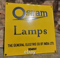 1930's Old Antique Vintage Rare Osram Lamps Adv. Porcelain Enamel Sign Board