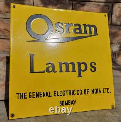 1930's Old Antique Vintage Rare Osram Lamps Adv. Porcelain Enamel Sign Board
