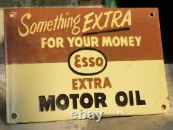 1930's Old Antique Vintage Very Rare ESSO Motor Oil Porcelain Enamel Sign Board
