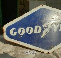 1930's Old Antique Vintage Very Rare Goodyear Adv. Porcelain Enamel Sign Board