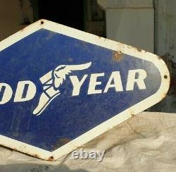 1930's Old Antique Vintage Very Rare Goodyear Adv. Porcelain Enamel Sign Board