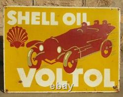 1930's Old Antique Vintage Very Rare Shell Oil Adv. Porcelain Enamel Sign Board