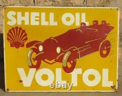 1930's Old Antique Vintage Very Rare Shell Oil Adv. Porcelain Enamel Sign Board