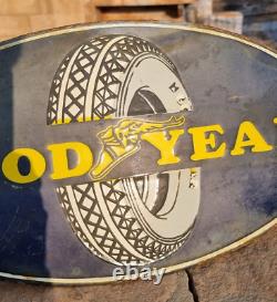 1930's Old Vintage Antique Rare Goodyear Tyres Adv. Porcelain Enamel Sign Board