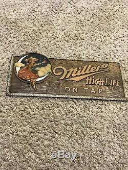 1930s Miller Beer Sign Rare Composite Girl In The Moon Vintage Antique Old