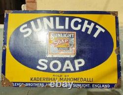 1930s Old Antique Vintage Rare Sunlight Soap Porcelain Enamel Sign Board England