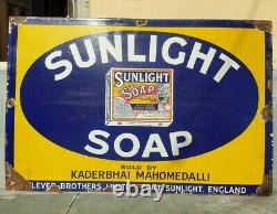 1930s Old Antique Vintage Rare Sunlight Soap Porcelain Enamel Sign Board England