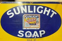 1930s Old Antique Vintage Rare Sunlight Soap Porcelain Enamel Sign Board England