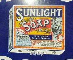 1930s Old Antique Vintage Rare Sunlight Soap Porcelain Enamel Sign Board England