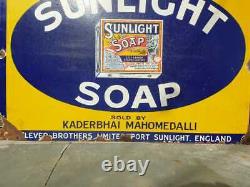 1930s Old Antique Vintage Rare Sunlight Soap Porcelain Enamel Sign Board England