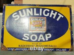 1930s Old Antique Vintage Rare Sunlight Soap Porcelain Enamel Sign Board England