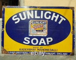 1930s Old Antique Vintage Rare Sunlight Soap Porcelain Enamel Sign Board England