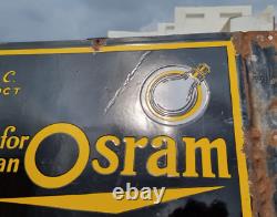 1930s Old Vintage Rare Double Sided Osram Bulb Lamps Porcelain Enamel Sign Board