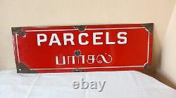 1930s Parcels Old Antique Vintage Advt Tin Enamel Porcelain Sign Board G93