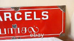 1930s Parcels Old Antique Vintage Advt Tin Enamel Porcelain Sign Board G93