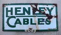 1940's Antique Old Rare Henley Cable Ad Porcelain Enamel Collectible Sign Board