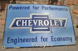 1940's Old Antique Vintage Rare Chevrolet Embossed Enamel Sign Board Collectible