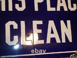 1940s OLD ORIGINAL''HELP KEEP THIS PLACE CLEAN'' PORCELAIN SIGN VINTAGE ANTIQUE