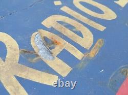 1940s TRADE SIGN Early RADIO SERVICE Tin Advertising antique old vtg tube