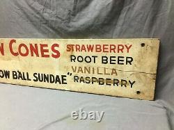 1950's Antique Red Wagon Old Country Fair Ground wood sign Vintage Snow Cone