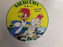 1950's Vintage Old Mercury Outboat Motor Sales Porcelain Fishing Sign