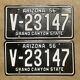 1956 Arizona License Plate Pair V-23147 White On Black Embossed 1957 1958