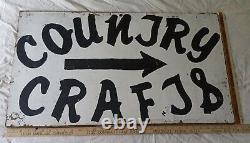 1960s Primitive Country Crafts Hand Painted Masonite Sign Old Wood Frame Antique