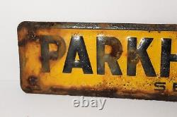 1965 Old Vintage Parkhurst Mfg. Co. Sedalia Missouri EMBOSSED ADVERTISING SIGN
