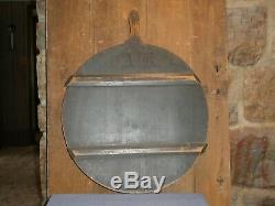19th C EARLY OLD ORIGINAL PEWTER GRAY PAINT LARGE WOOD PRIMITIVE PIE BOARD