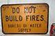 # 1 Antique Usa Industrial Bureau Water Fire Embossed Steel Camping Safety Sign