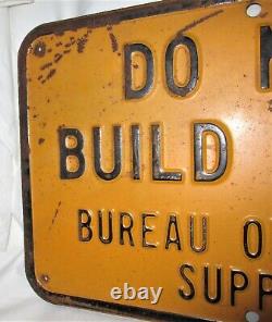 # 1 Antique USA Industrial Bureau Water Fire Embossed Steel Camping Safety Sign