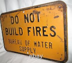 # 1 Antique USA Industrial Bureau Water Fire Embossed Steel Camping Safety Sign