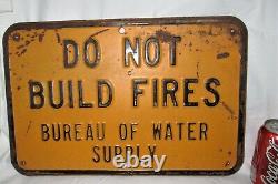 # 1 Antique USA Industrial Bureau Water Fire Embossed Steel Camping Safety Sign