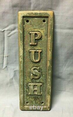 1 Antique Vintage Industrial Store Brass 3x9 Door PUSH Plate Old 539-22B