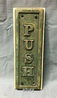 1 Antique Vintage Industrial Store Brass 3x9 Door PUSH Plate Old 539-22B