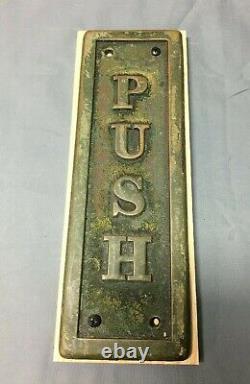 1 Antique Vintage Industrial Store Brass 3x9 Door PUSH Plate Old 539-22B
