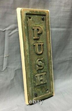 1 Antique Vintage Industrial Store Brass 3x9 Door PUSH Plate Old 539-22B
