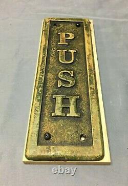 1 Antique Vintage Industrial Store Brass 3x9 Door PUSH Plate Old 540-22B
