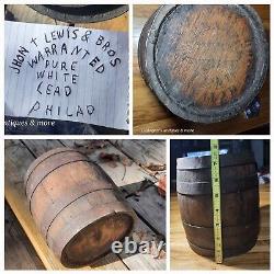 200yr Old antique Intact Paint barrel JOHN T LEWIS BROS National lead Dutch boy