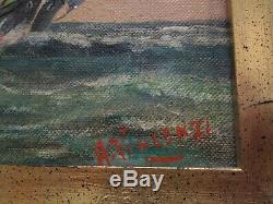 2 Antique Nautical Painting New York Artist Agostino Vincenzi Ships Seascape Old