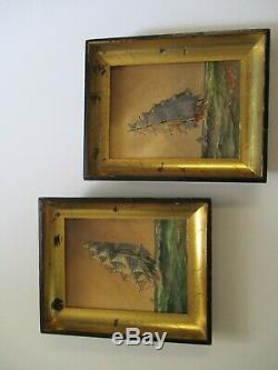 2 Antique Nautical Painting New York Artist Agostino Vincenzi Ships Seascape Old