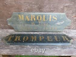 2 X Vintage, Antique Wine Cellar, Merchant, Vineyard Hand Painted Signs, Marquis, Old
