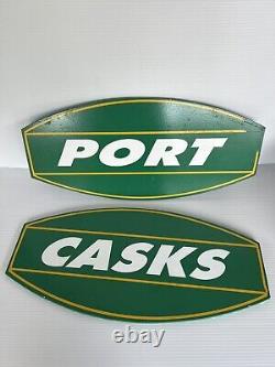 2 x Old Cask & Port Wooden Signs Advertising Collectable Sign Bar Drinking Merch