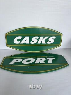 2 x Old Cask & Port Wooden Signs Advertising Collectable Sign Bar Drinking Merch