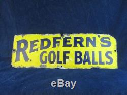 32912 Old Enamel Sign Antique Store Metal Advert Redfern's Golf Balls Bag Club